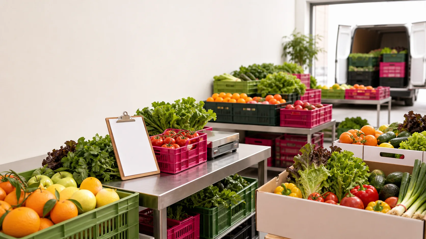 Preparación de pedidos de frutas y verduras frescas