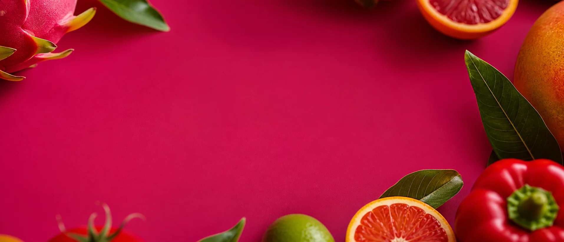 Frutas frescas sobre fondo de marca HeyFruit